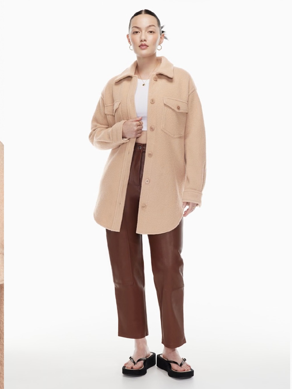 Aritzia Wilfred Free The Ganna Shirt Jacket Merino Wool
